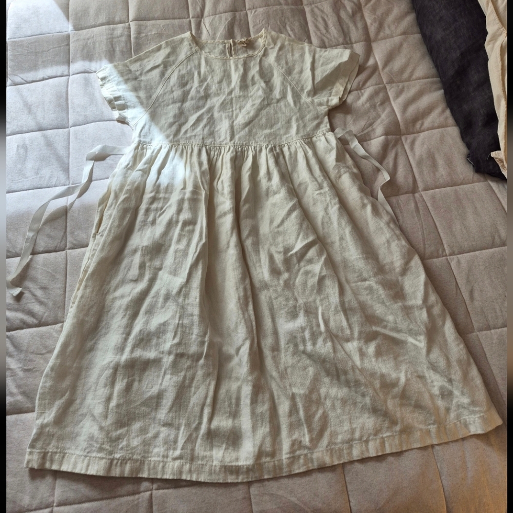 Beaton Linen River Dress in Bone! Size S